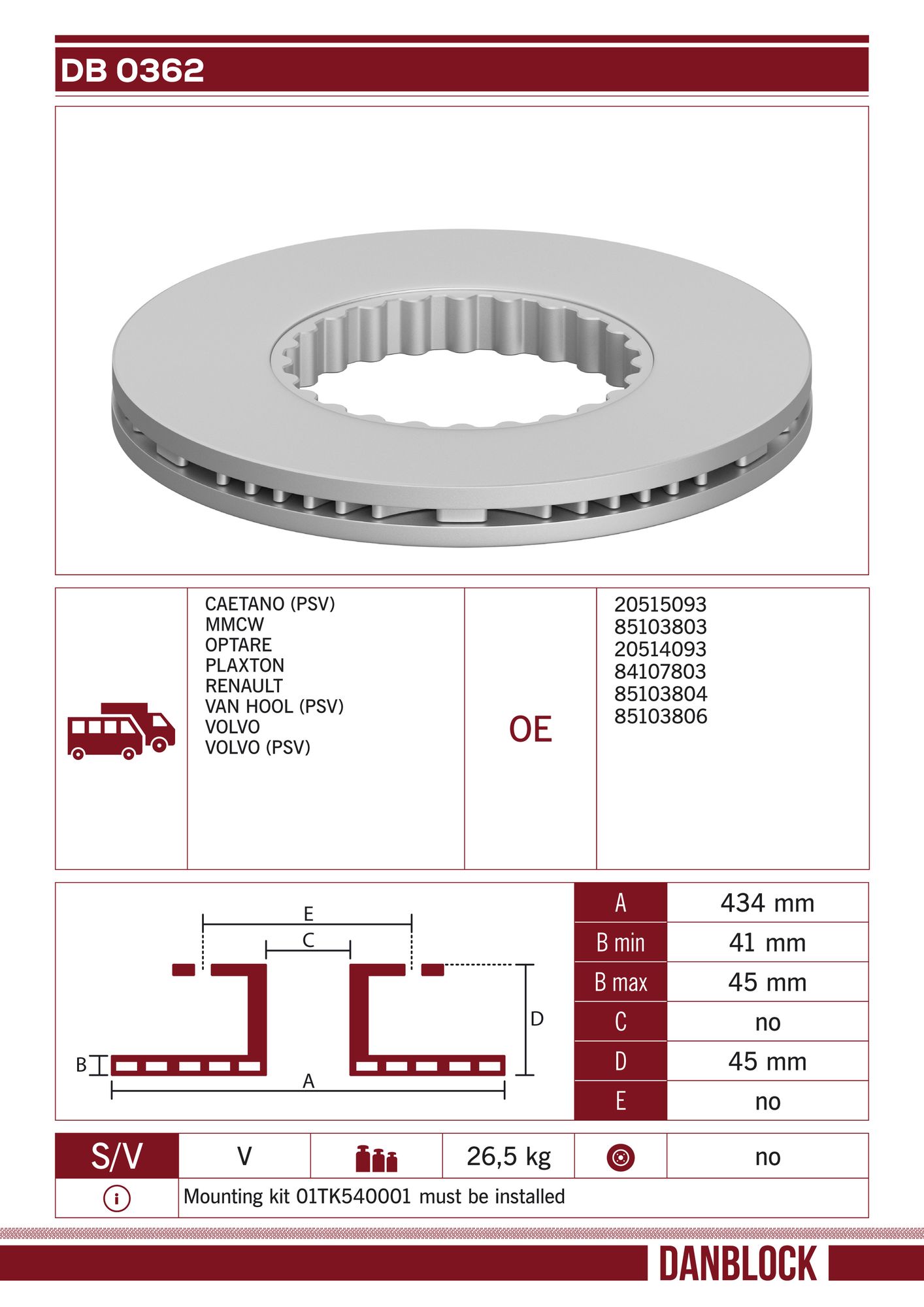 Disc frana DB 0362 DANBLOCK